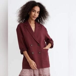 MADEWELL Hayfield Double-Breasted Blazer Vintage Mulberry Size S, Oversized